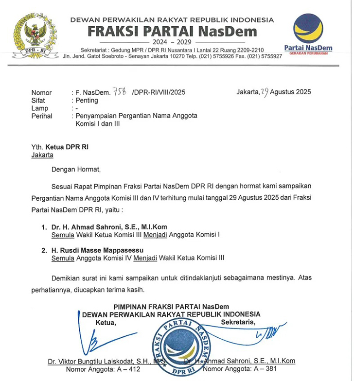 ahmad sahroni komisi ii dpr ri nasdem