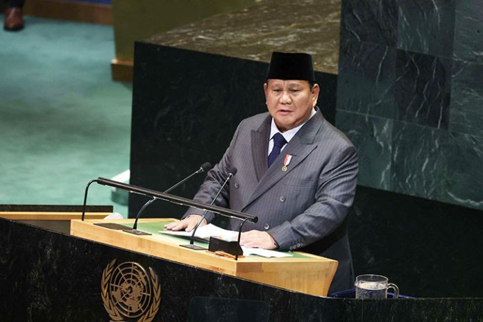 Mikrofon yang digunakan Presiden Prabowo Subianto sempat mati lebih dari satu menit saat ia berpidato dalam Konferensi Tingkat Tinggi (KTT) Solusi Dua Negara di Markas Besar PBB, New York, Amerika Serikat, Senin (22/9/2025) waktu setempat atau Selasa (23/9/2025) WIB. (Foto:Biro Pers Sekretariat Presiden/Laily Rachev)