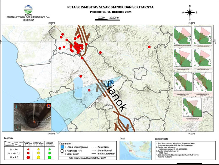 BMKG Catat 45 Gempa Bumi di Sumbar dalam Empat Hari, Pemerintah Minta Warga Waspada 1 Sejak 13 Oktober hingga Kamis pagi (17/10/2025), tercatat 45 kali gempa bumi dengan magnitudo berkisar antara 1,0 hingga 3,5.
