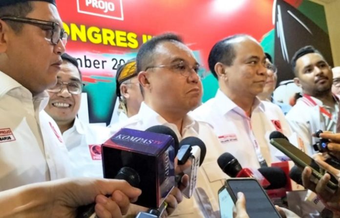 Ketua Harian Partai Gerindra, Sufmi Dasco Ahmad, menghadiri Kongres III Projo yang digelar di Hotel Grand Sahid, Jakarta, pada Sabtu (1/11) sore.
